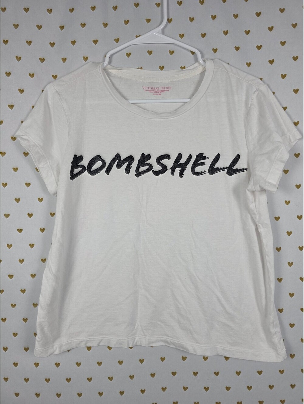 Victorias Secret Bombshell Logo White Cute Tee Shirt Baby Tee Medium